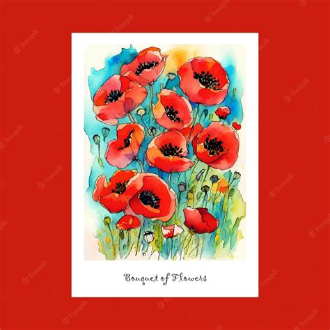 Premium Vector | Watercolor poppy flowers painting