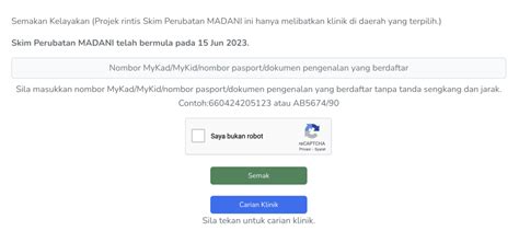 Skim Perubatan Madani Pendaftaran Dan Semakan Kelayakan