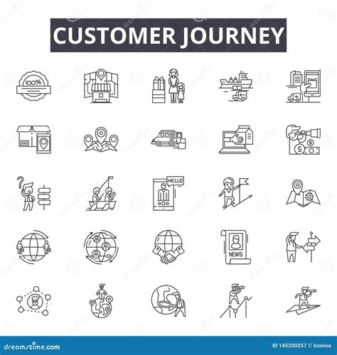 Customer Journey Line Icons Signs Vector Set Outline Illustration