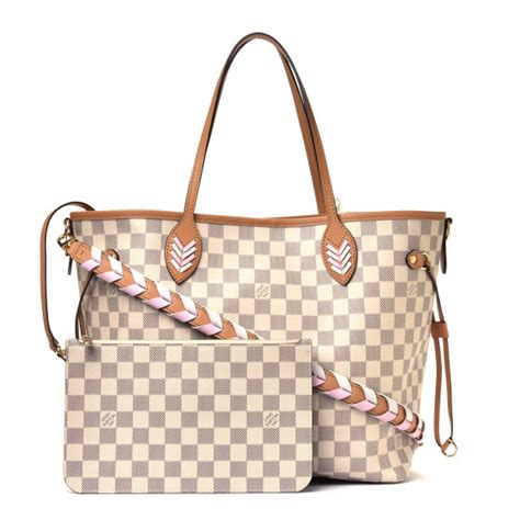 Louis Vuitton Damier Azur Braided Neverfull Mm Pink 804617 Fashionphile