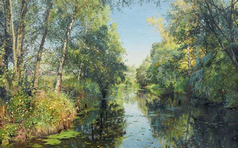 K Danish Painter Summer River Landscape Peder M Rk M Nsted Peter