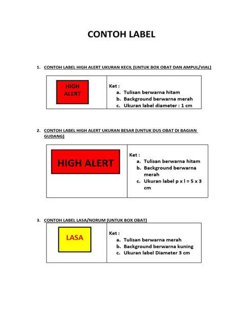 6 Contoh Label High Alert Pdf