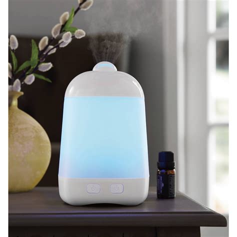 Mainstays Cool Mist Ultrasonic Aroma Oil Diffuser White Walmart