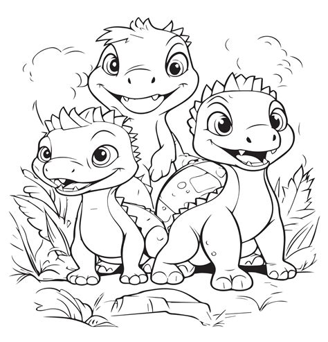 coloring page for kids, tiny dinosaurs 27124560 Vector Art at Vecteezy