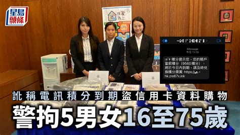 訛稱電訊積分到期盜信用卡資料購物 5男女涉12案騙30萬元落網