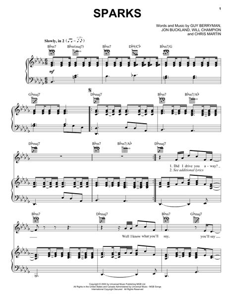 Coldplay Sparks Sheet Music Notes, Chords Download Printable Piano ...