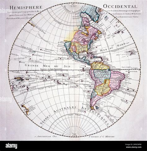 Siglo 18th Mapa Del Hemisferio Occidental Occidental Fotografía De