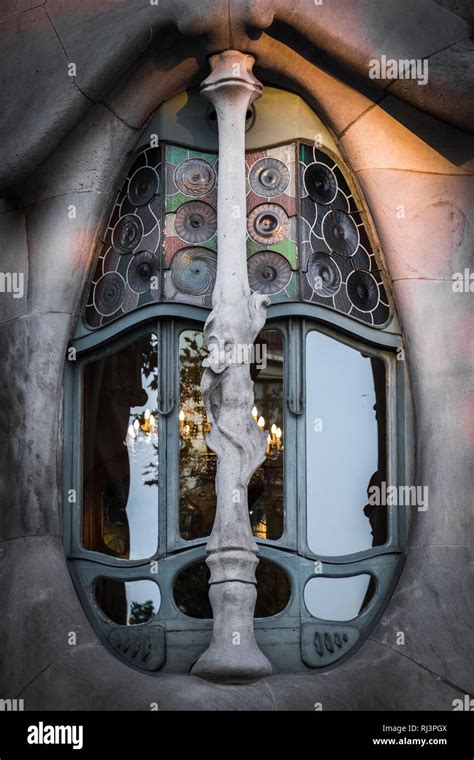 Facade Of Casa Batll By Architect Antoni Gaudi Barcelona Catalonia