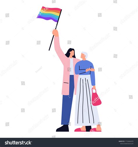 Happy Gay Couple Hugging Women Taking Stock Vector Royalty Free 1710464470 Shutterstock
