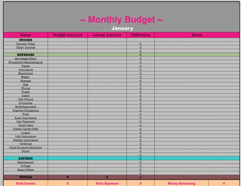 Excel monthly expenses template - fasblogs