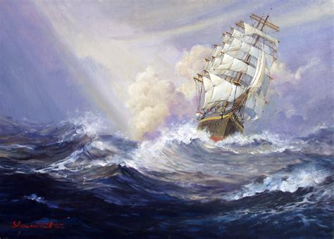 Painting Of Ships At Sea At PaintingValley Explore Collection Of