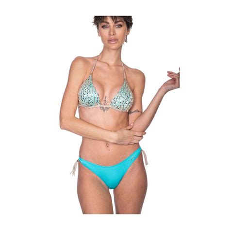 Pin Up Stars Bikini Triangolo Imbottito Slip Fiocchi Rete Paillettes