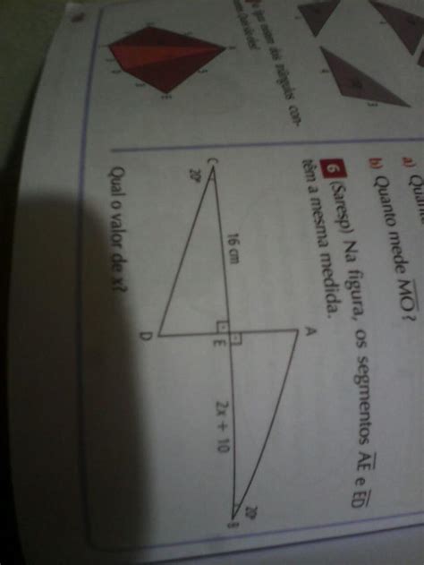 Na Figura Os Segmentos Ae E Ed Tem A Mesma Medida Qual O Valor De X