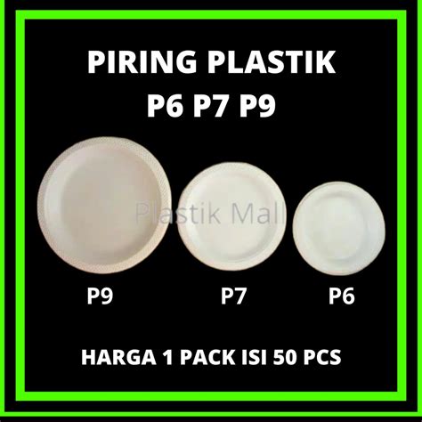 Jual Isi 50pcs Piring Plastik P6 P7 P9 Piring Kecil Sedang Basar