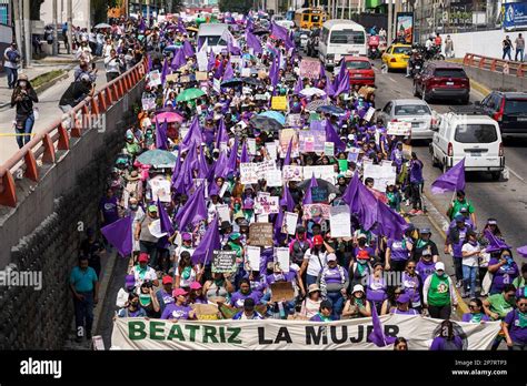 San Salvador El Salvador 08th Mar 2023 Demonstrators March With