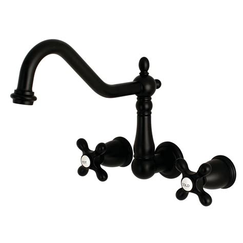 Kingston Brass Heritage 2 Handle Wall Mount Roman Tub Faucet In Matte Black The Home Depot Canada