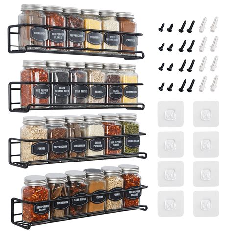 Buy Spice Rack Wall Iron 4 Tier Space Saving Organizer Wall