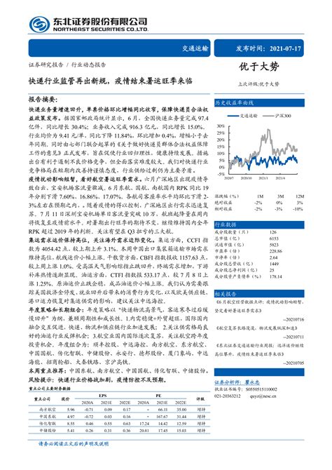 交通运输行业：快递行业监管再出新规，疫情结束暑运旺季来临 洞见研报 行业报告