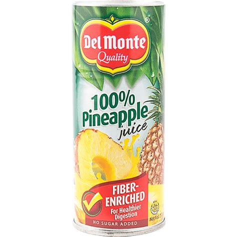 Del Monte 100 Pineapple Juice Fiber Enriched 220ml Juices Walter