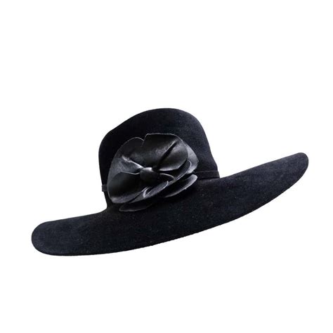 Helen Kaminski Wide Brim Felt Hat With Leather Flower At 1stdibs