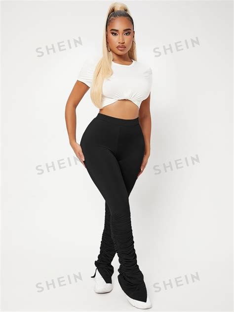 Shein Sxy Hohe Taille Skinny Stacked Hose Langes Sommerkleid F R