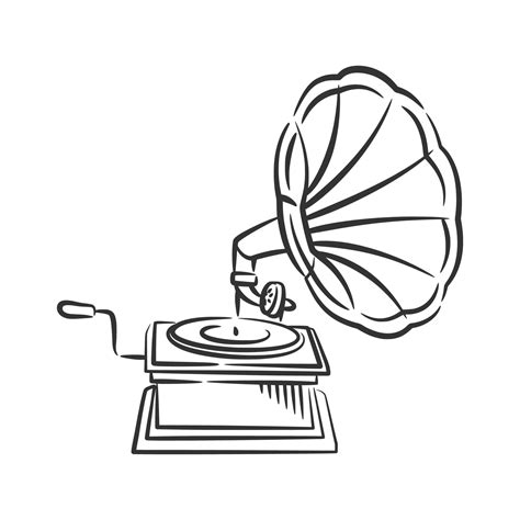 Gramophone Vintage Music Line Art Hand Drawing 32888666 Vector Art At