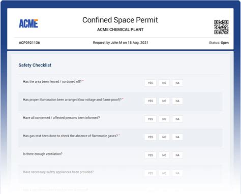 Confined Space Work Permit Template Confined Space Entry Permit Form