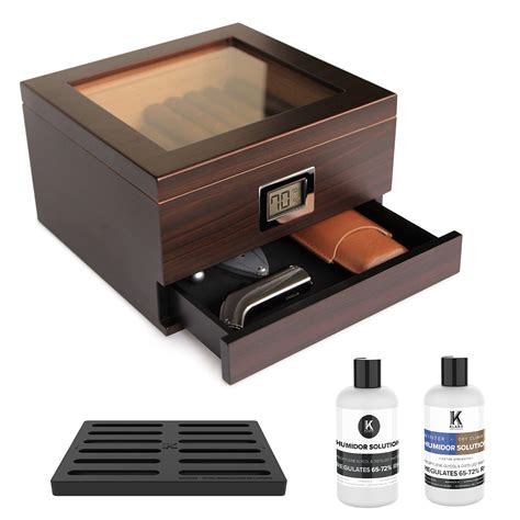 Cedar Humidor With Digital Hygrometer Humidifier Accessory Drawer