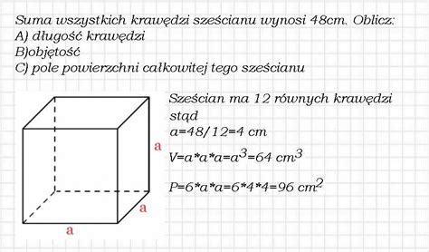 Suma Dlugosci Wszystkich Krawedzi Szescianu Jest Rowna 2 4