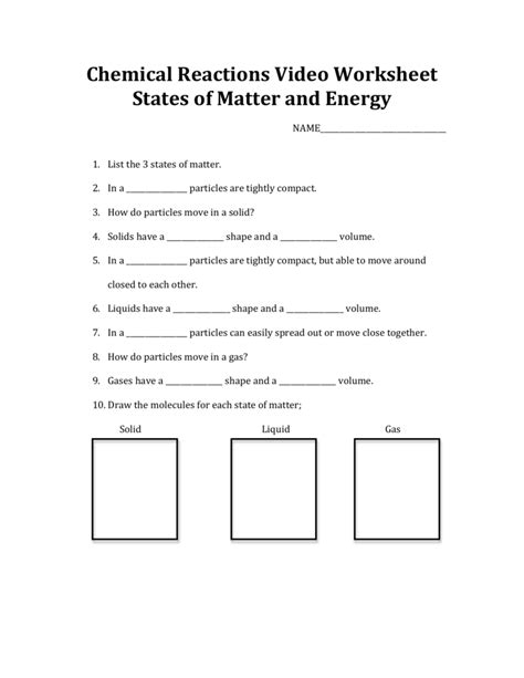 States Of Matter Worksheet – Imsyaf.com