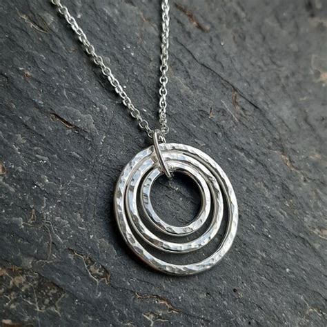 Hammered Silver Disc Necklace Sterling Silver Necklace Etsy