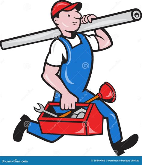 Plumber With Pipe Toolbox Cartoon Stock Photography - Image: 29549762