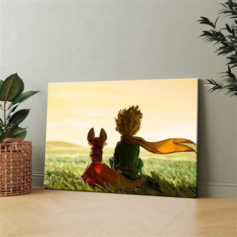 Картина на холсте (Маленький принц и лис) 80x100 см. Интерьерная, на ...