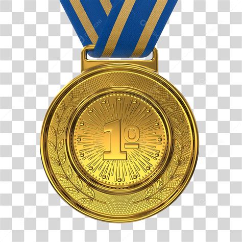 Medalha de Ouro Elemento 3D Para Composição PNG Transparente download