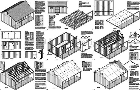 16' x 20' Guest House Storage Shed with Porch Plans #P81620, Material ...