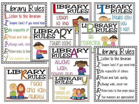 Library Rules Poster Set | Library rules poster, Library rules ...