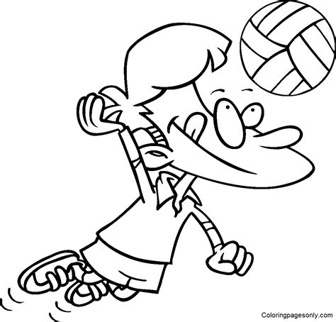 Voleibol Ni Os Dibujos Animados Para Colorear Voleibol Para Colorear