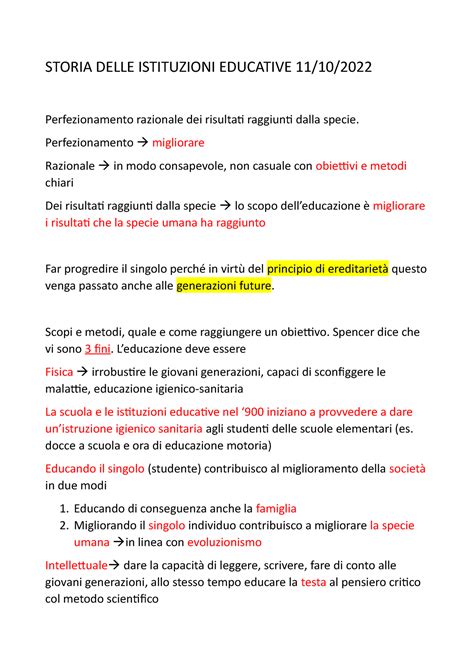 Lezione 4 Appunti Di Storia Delle Istituzioni Educative STORIA