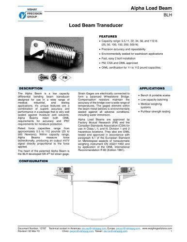 All Vishay Nobel Transducers Catalogs And Technical Brochures