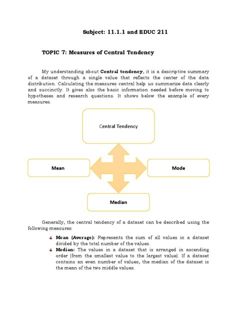 Central Tendency | PDF | Mean | Median