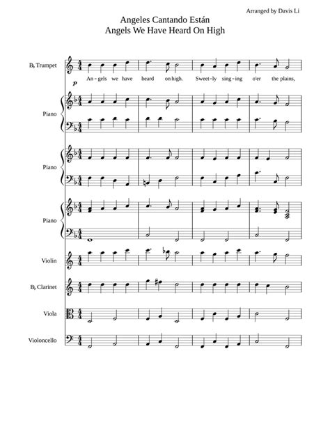 Angeles Cantando Están Angels We Have Heard On High Sheet Music For Piano Violin Viola