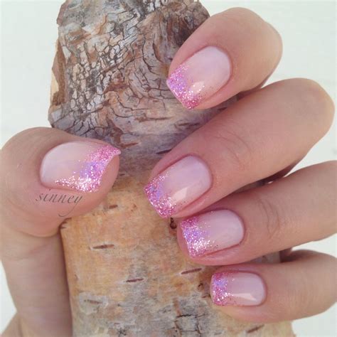 Cnd Shellac Romantique French Mani With A Babypink Glitter Fade Nails