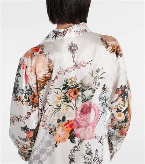 Floral Silk Satin Shirt Dress In Multicoloured Camilla Mytheresa