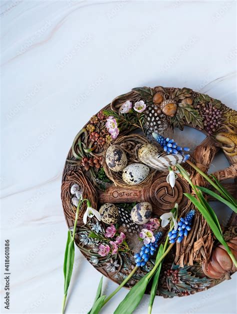 Fotka „altar For Spring Ostara Sabbath Wiccan Wheel Of The Year With