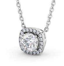 Halo Round Diamond Pendant 18K White Gold Rhodos Angelic Diamonds