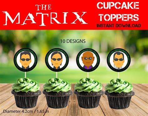 Matrix Inspired Cupcake Toppers The Matrix Party Decorations Etsy