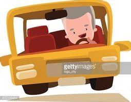 Grandpa Driving A Car Vector Illustration Cartoon Character Stock