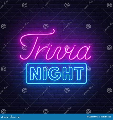 Trivia Night Neon Sign on a Brick Wall. Stock Illustration ...