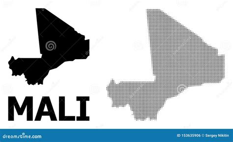 Vector Halftone Mosaic And Solid Map Of Mali Stock Vector