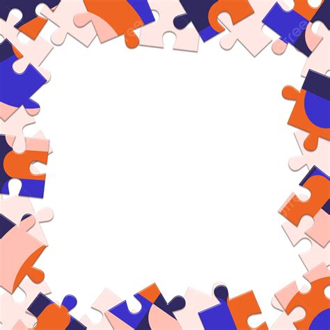 Border Of Puzzle Pieces With Different Color Geometric Pattern Puzzle